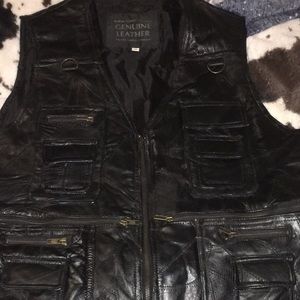 Italian stone Navarre Leather biker vest